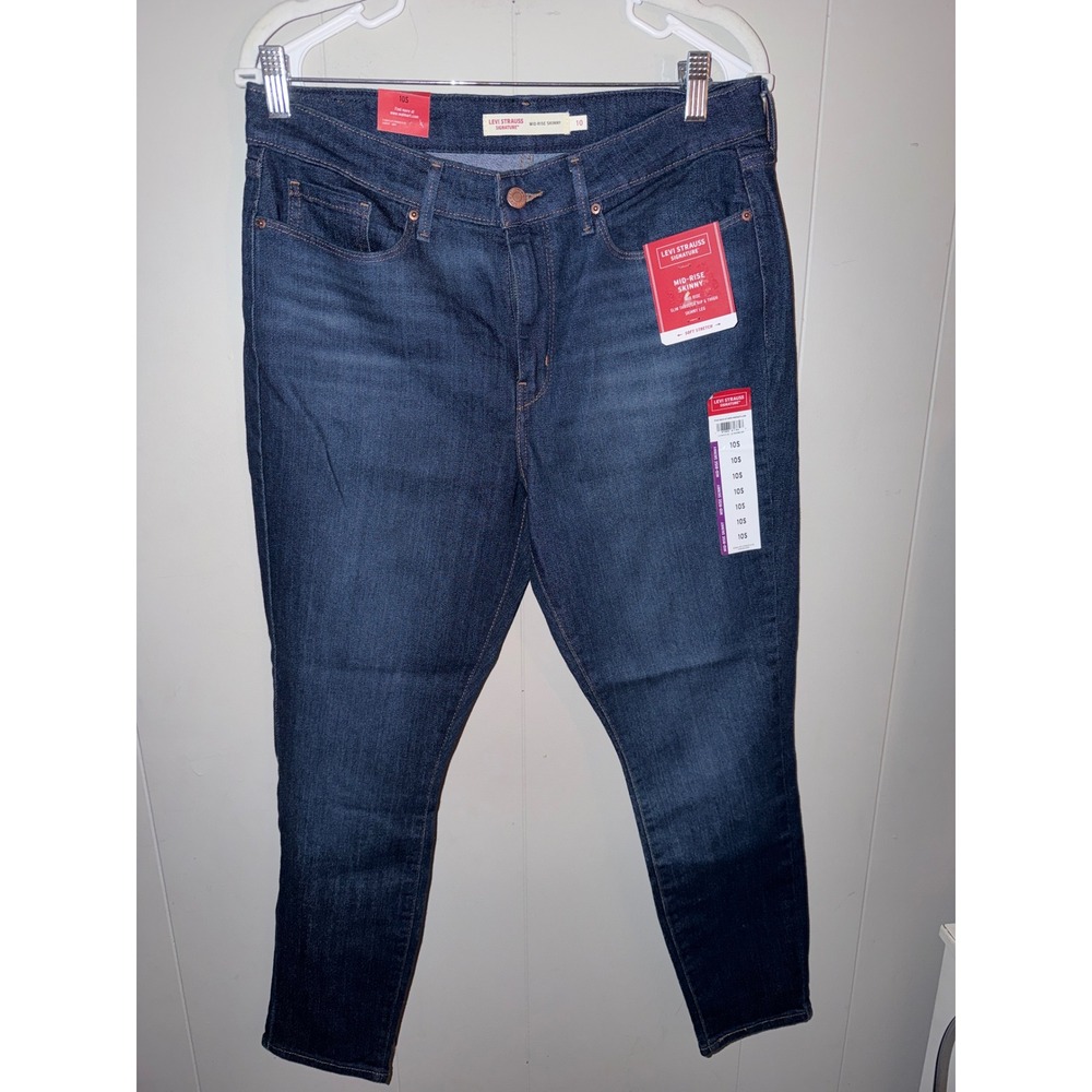 Levi Strauss Signature Mid-Rise Skinny Jeans Womens 10S Dark Wash Indigo Denim